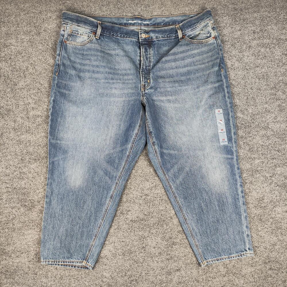 Old Navy Slouchy Taper Jeans Womens 22 Light Wash High Rise Relaxed Denim